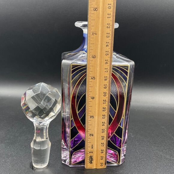 Beautifully Decorated Stain Glass Style Crystal Decanter Breast Cancer Awareness - Picture 12 of 12